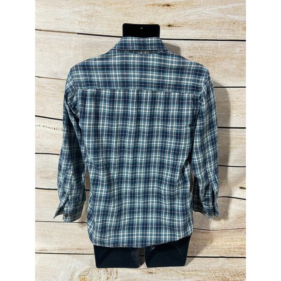 Red Head Mens Flannel Shirt Size Medium Button Down Blue Plaid Top Long Sleeve - Picture 6 of 11